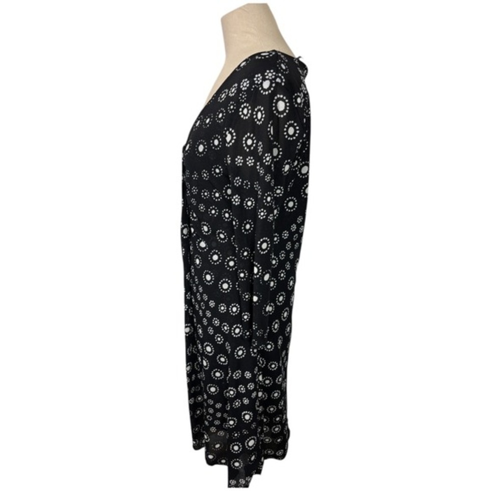 Vintage Chaus Black White Polka Dot V Neck‎ Long Sleeve Mesh Dress M Whimsigoth - Picture 3 of 8